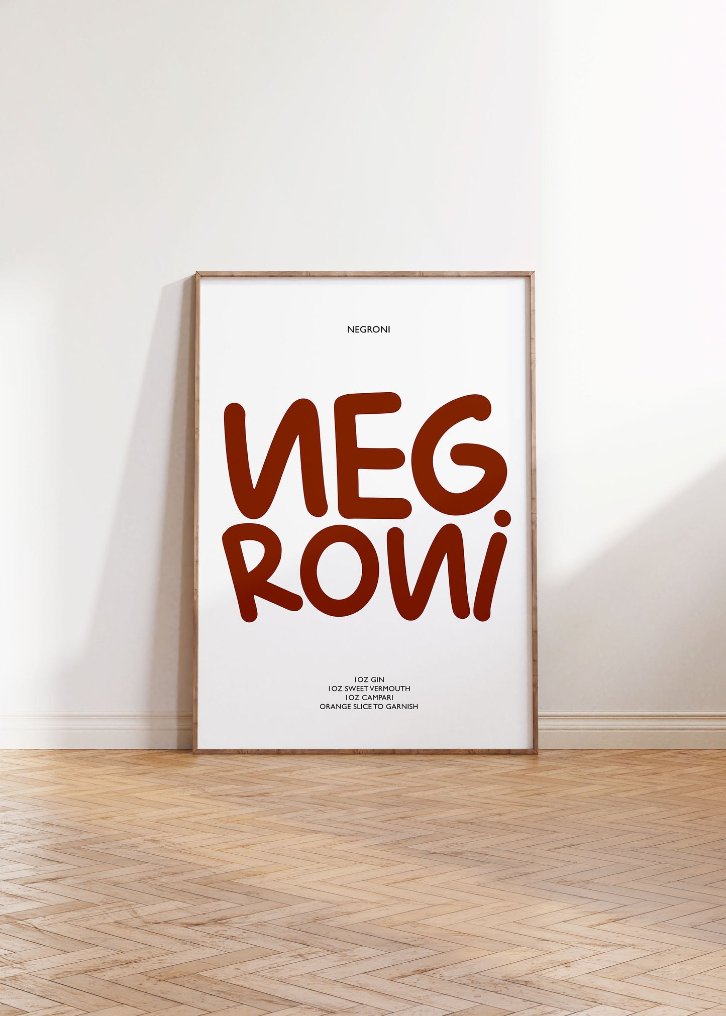 NEGRONI COCKTAIL RECIPE PRINT