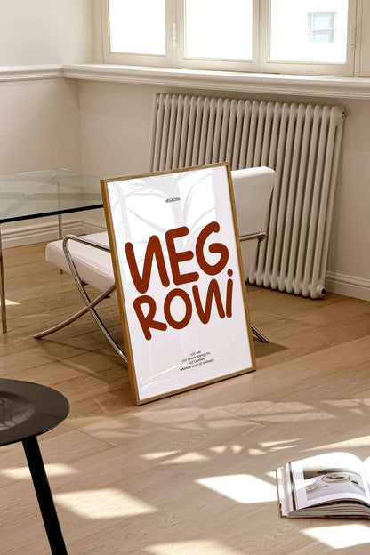 NEGRONI COCKTAIL RECIPE PRINT