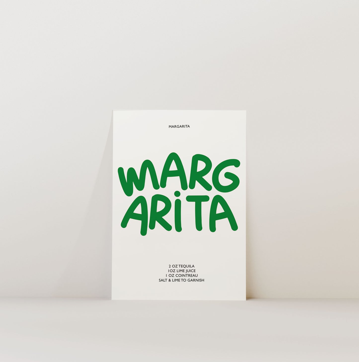 MARGARITA COCKTAIL RECIPE PRINT