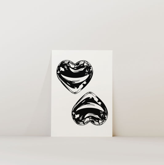 METALLIC HEART PRINT