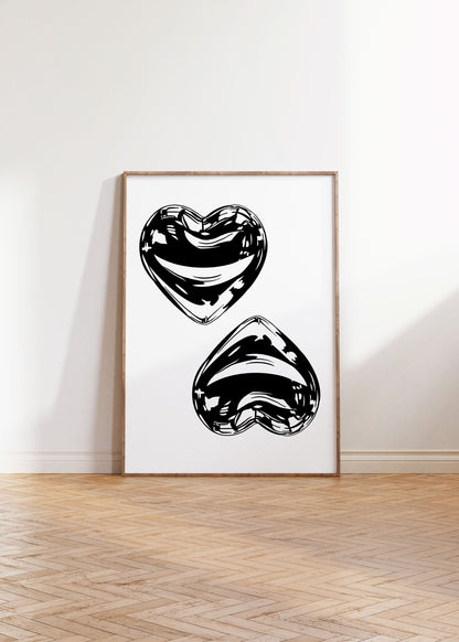 METALLIC HEART PRINT