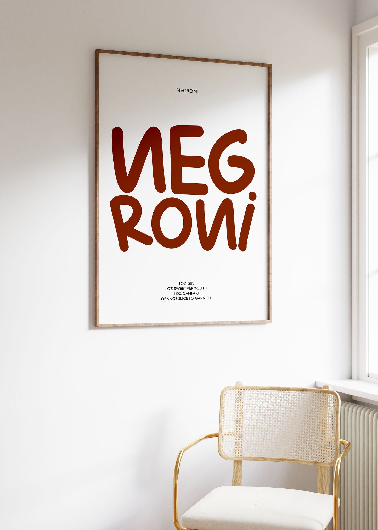 NEGRONI COCKTAIL RECIPE PRINT